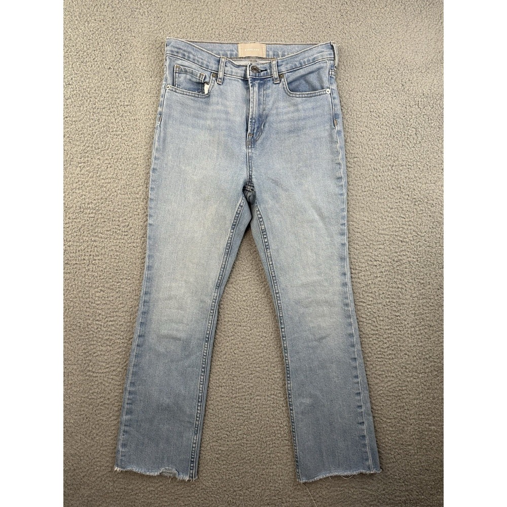 Everlane Jeans Womens Size 27 Straight Leg Light Wash Blue Raw Hem 26x26